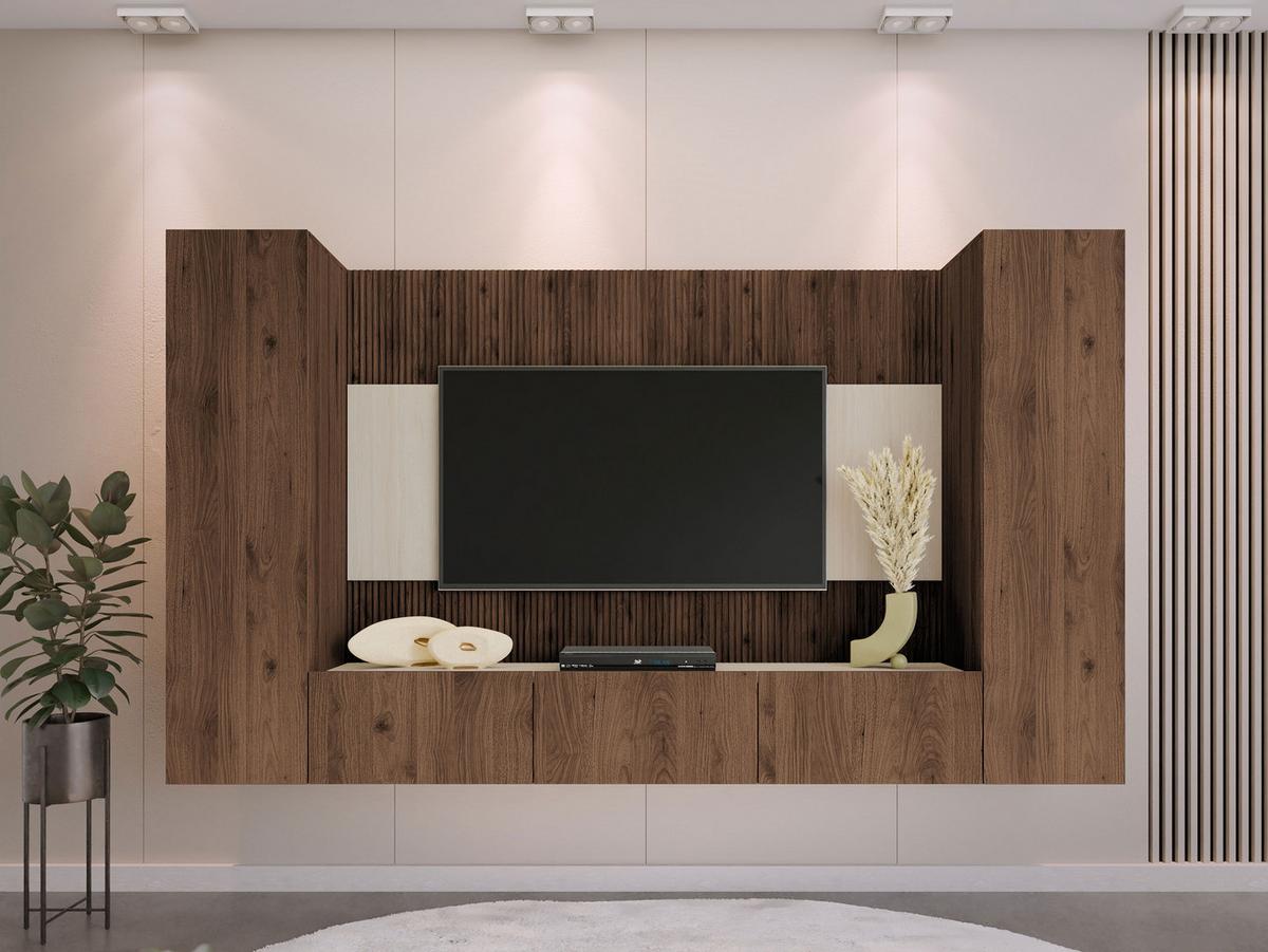 WOHNWAND Deromi V - Braun, Holzwerkstoff (260/150/38cm) - MIRJAN24
