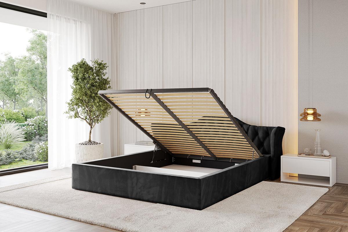 POLSTERBETT mit Bettkasten und Lattenrost, Boxbett ohne Matratze - ZORAN-V1 120x200 Schwarz - Schwarz, Holzwerkstoff/Textil (120/200cm) - ALTDECOR