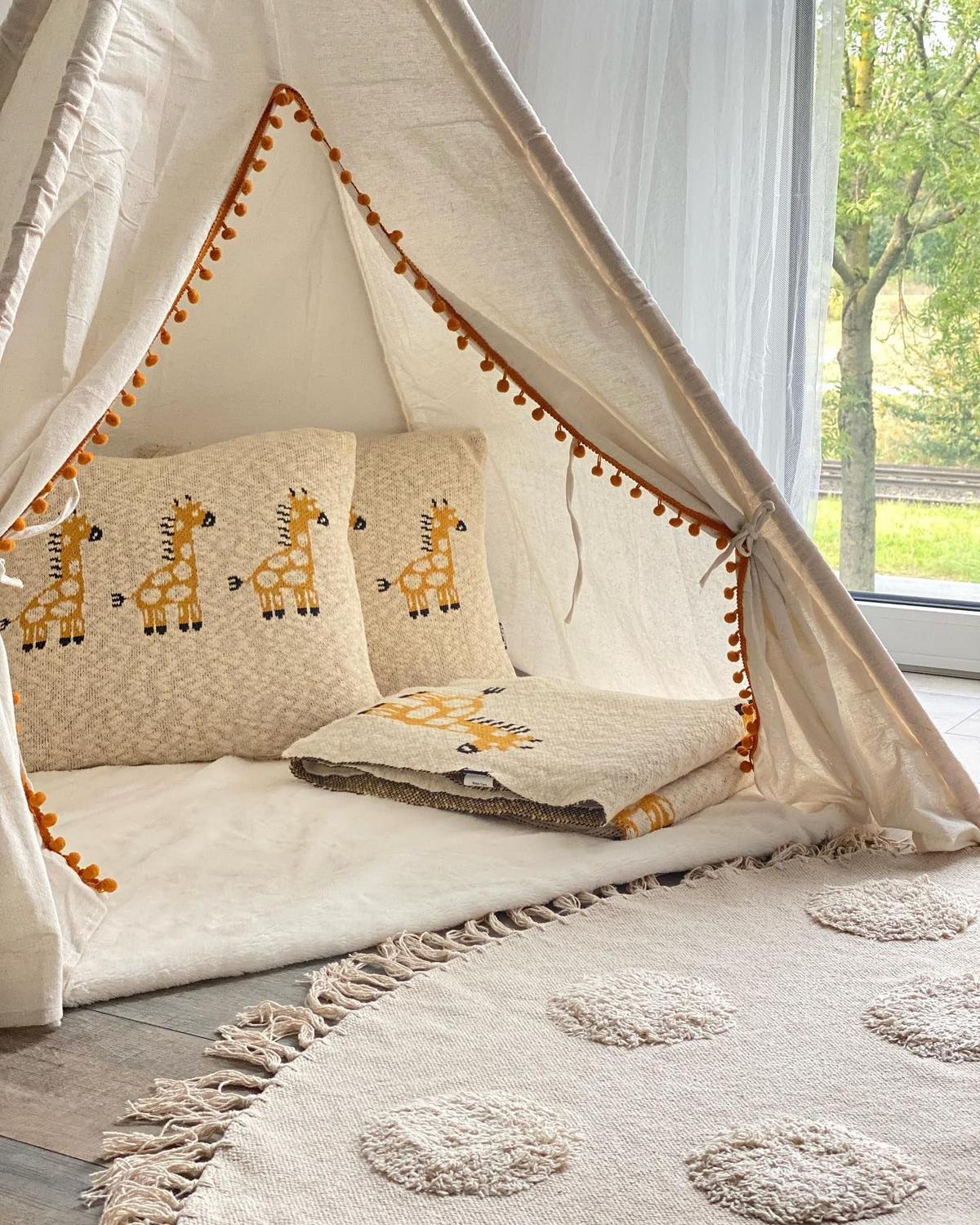 KINDERTEPPICH Beige 140 cm Baumwolle Wahar - Beige, Textil (140/140cm) - Beliani