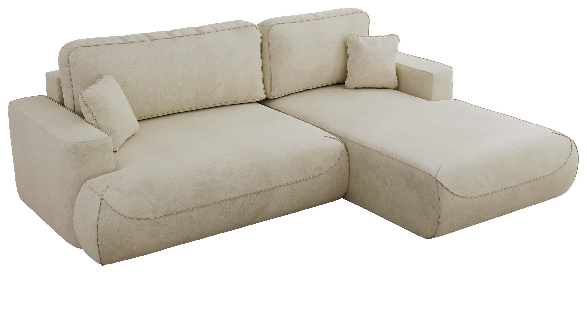 ECKSOFA OVO L Beige Velvet - Rechts Seite - Beige/Schwarz, Kunststoff/Textil (195/271cm) - MKS