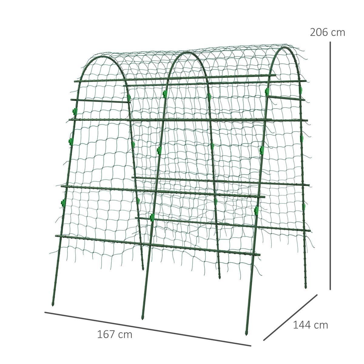 RANKHILFE für Kletterpflanzen, Verstellbares Spalier, für Garten, Balkon, Stahl, Grün - Grün, Metall (144/206/167cm) - Outsunny