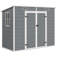 GERÄTEHAUS 2,54m², Wasserdicht Gartenhaus mit Pultdach, 238 x 125 x 183/165 cm - Grau, Kunststoff (125/183/238cm) - Outsunny