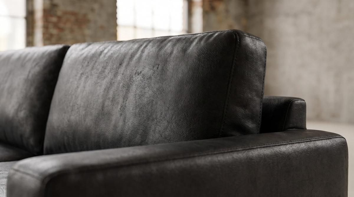 ECKSOFA MARLIN Schwarz Lederfaserstoff - Schwarz, Leder/Kunststoff (168/262cm) - KAWOLA