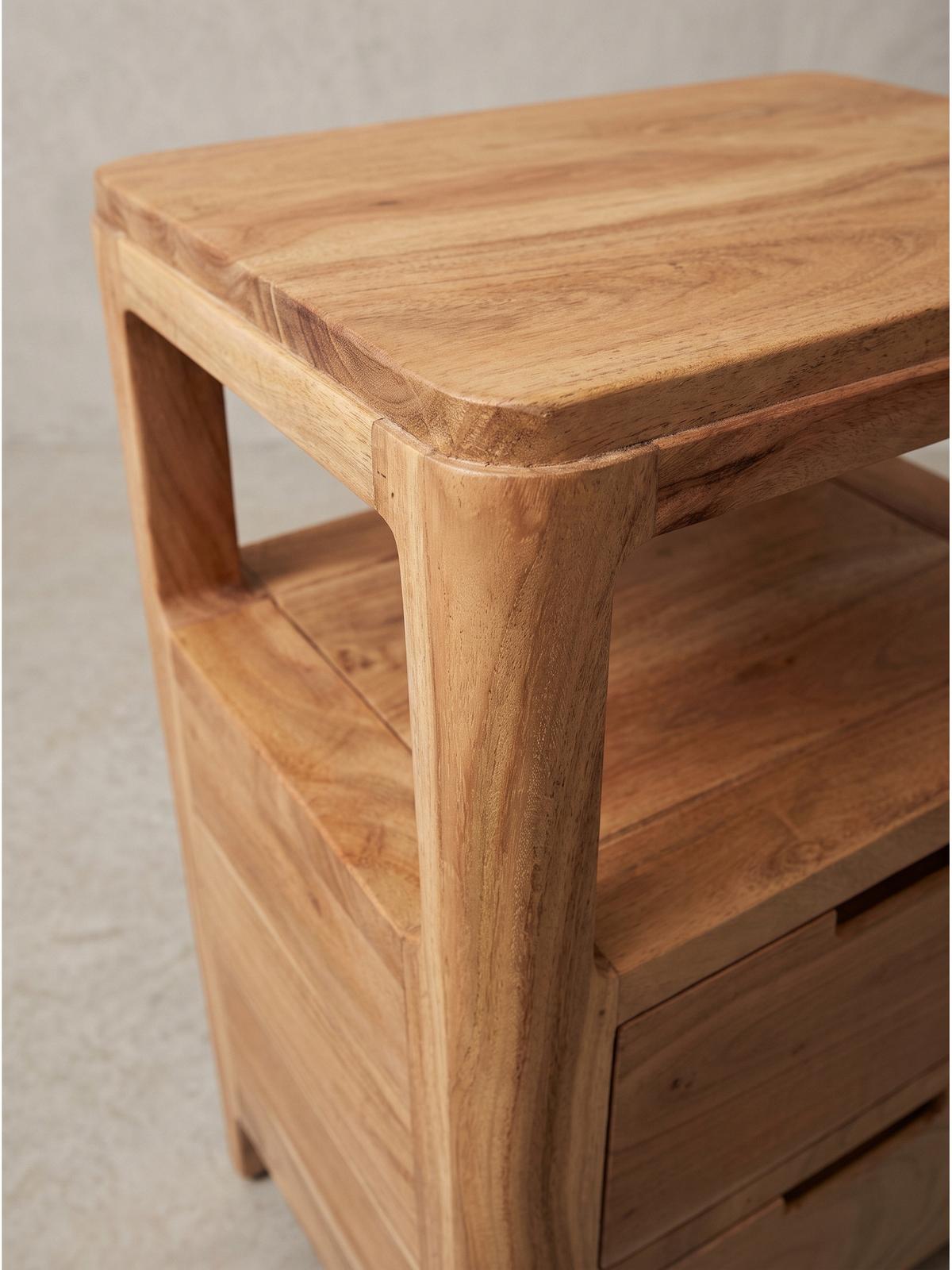 NACHTKONSOLE NALON, Akazie Massivholz, 40 x 30 x 60 cm - Braun/Akaziefarben, Akazienholz/Holz (40/60/30cm) - KADIMA DESIGN