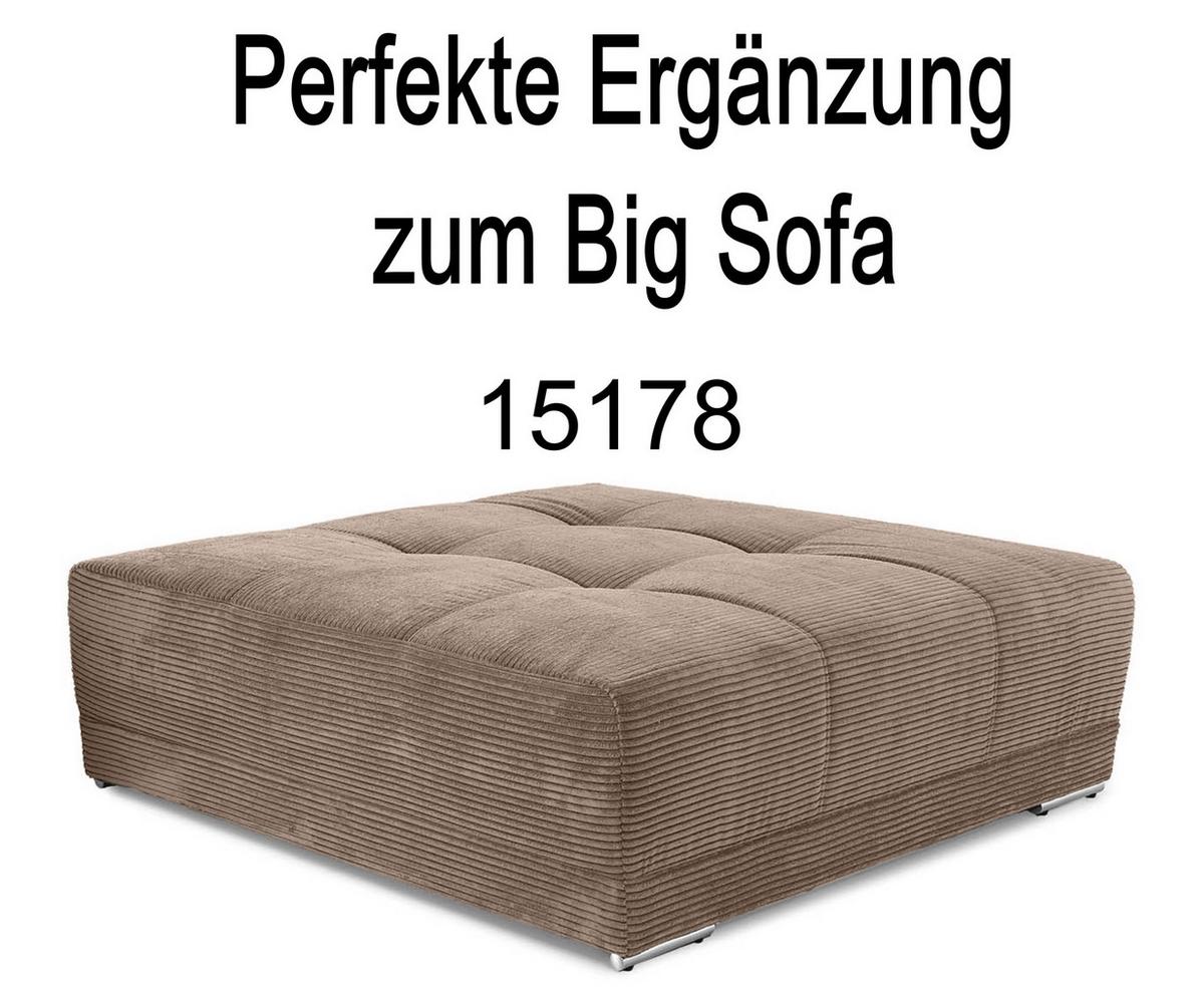 BIG-SOFA Federkern B306/T134/H86 cm, Liegefläche 120x240 cm, Cord Braun Taupe / 15174 - Chromfarben/Braun, Textil/Metall (306/86/134cm) - luma-home