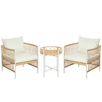 GARTENGARNITUR mit 2 Gartenstühle, 3er-Set Rattan Gartenmöbel-Set, Gelb+Creme - Gelb, Kunststoff - Outsunny
