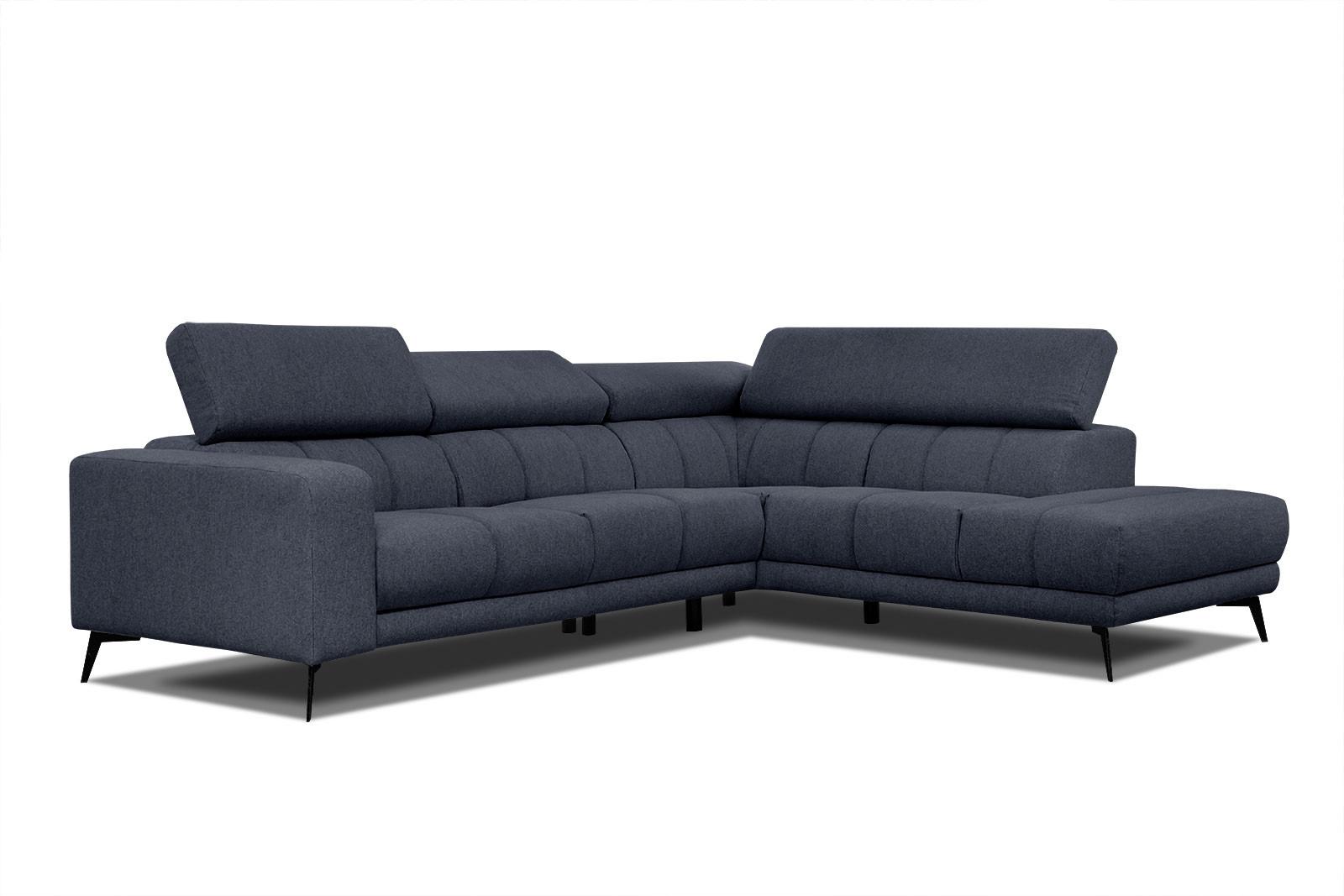 ECKSOFA MORELLO 5-Sitzer, dunkelblau - Schwarz/Dunkelblau, Holzwerkstoff/Textil (287/228cm) - Wozimo