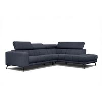 ECKSOFA MORELLO 5-Sitzer, dunkelblau - Schwarz/Dunkelblau, Holzwerkstoff/Textil (287/228cm) - Wozimo