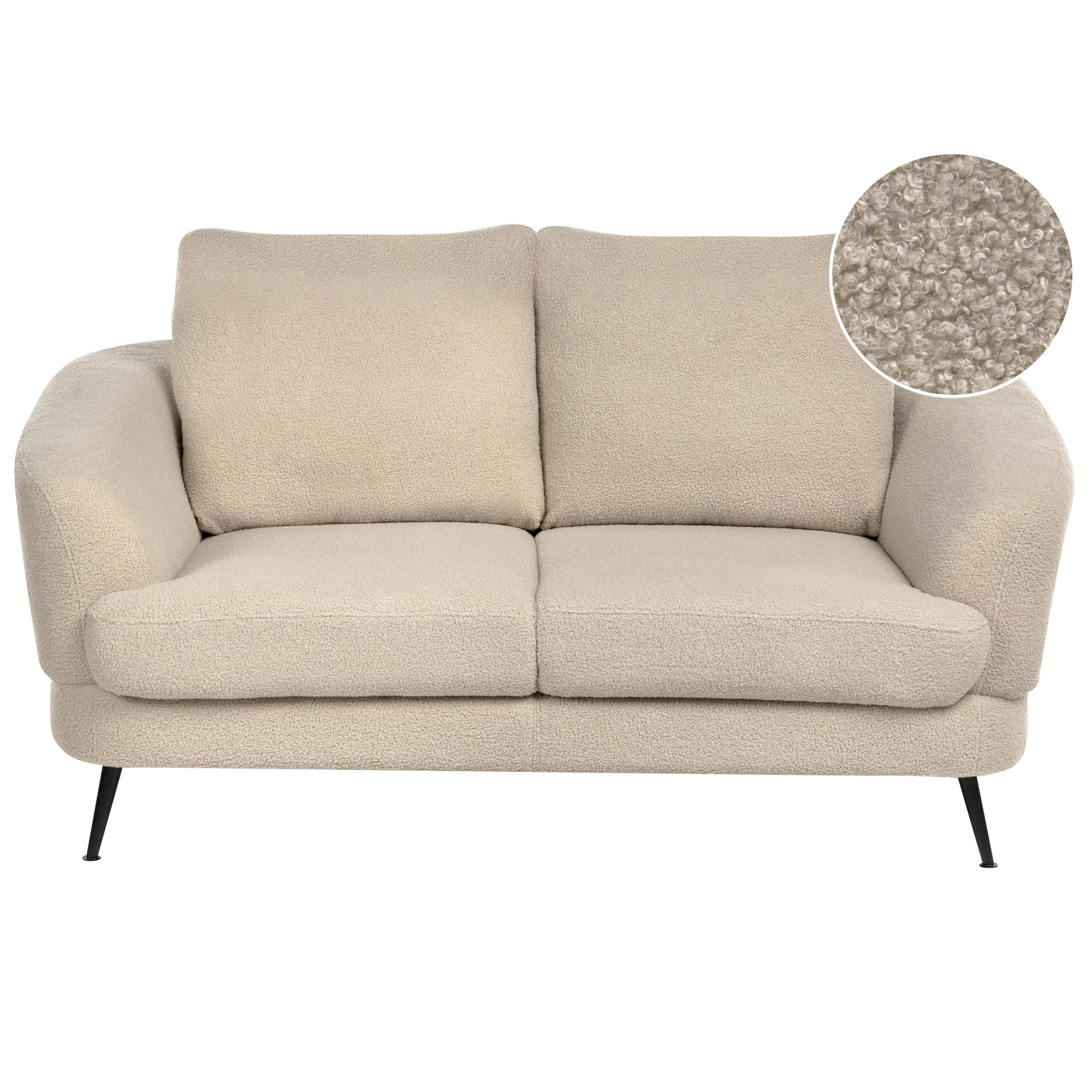2-SITZER-SOFA Bouclé Hellbeige Kjaer - Beige, Textil (155/100/100cm) - Beliani