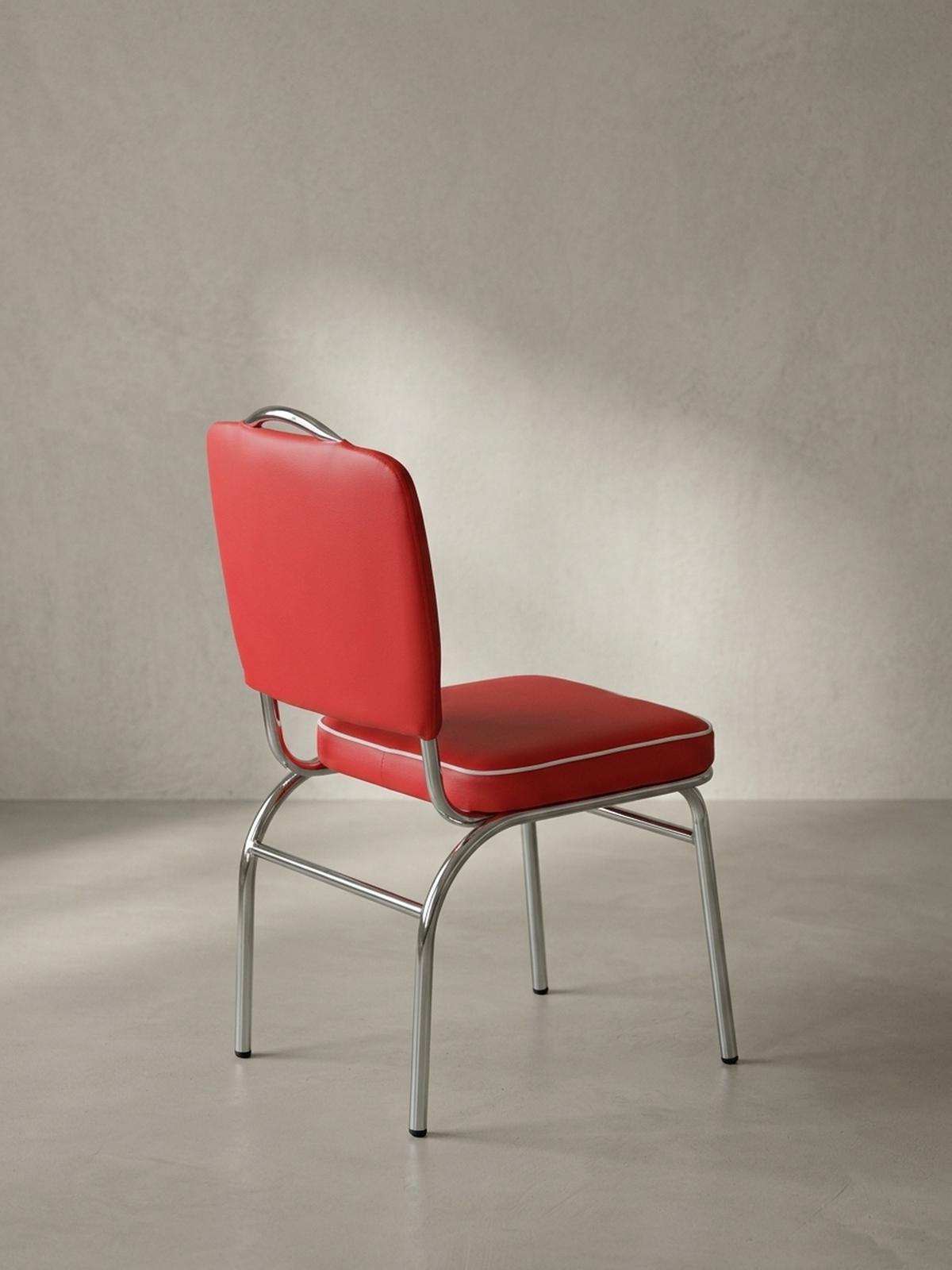 ESSZIMMERSTUHL Kunstleder mit Metallgestell Retro 50-er Jahre gepolstert, Rot 47x45x90 cm - Rot/Silberfarben, Kunststoff/Textil (47/90/45cm) - KADIMA DESIGN