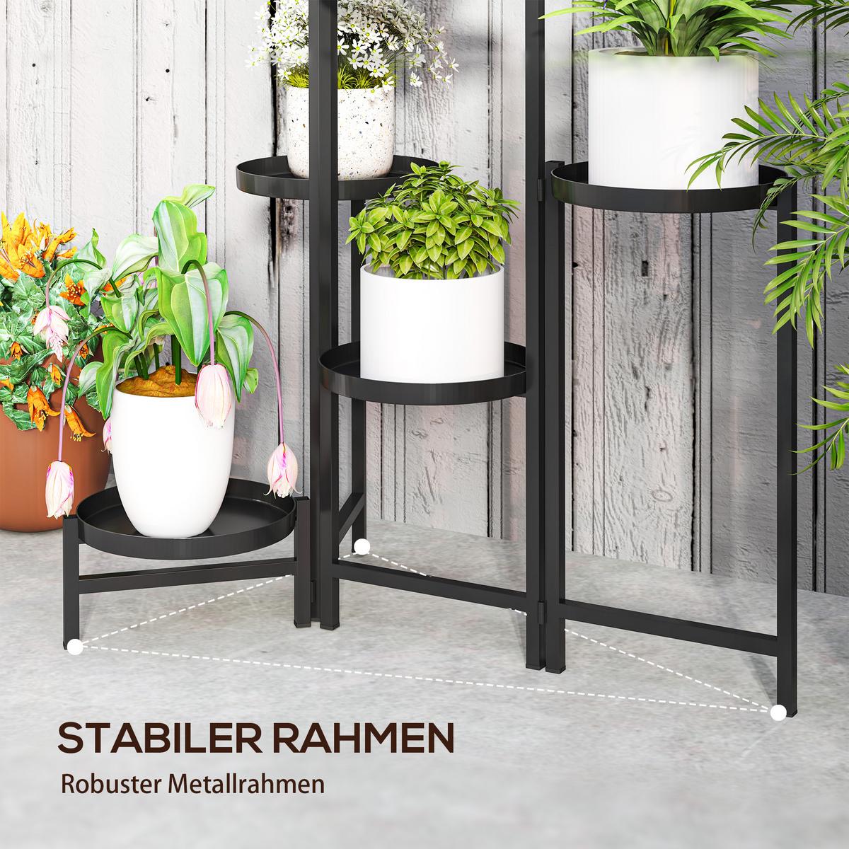 PFLANZENSTÄNDER Metall Schwarz - Schwarz, Metall (40/80/60cm) - Outsunny