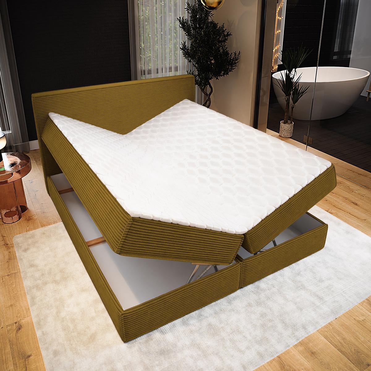 BOXBETT PELLIO 180x200 cm mit Matratze und Topper - Gelb - Gelb, Holz (180/200cm) - MASSENO