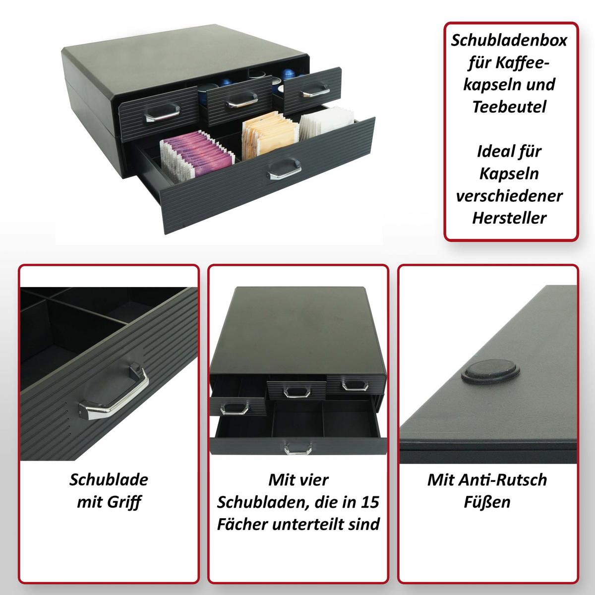 SCHUBLADENBOX eckig Schwarz - Schwarz, Kunststoff (31/34/13cm) - MCW