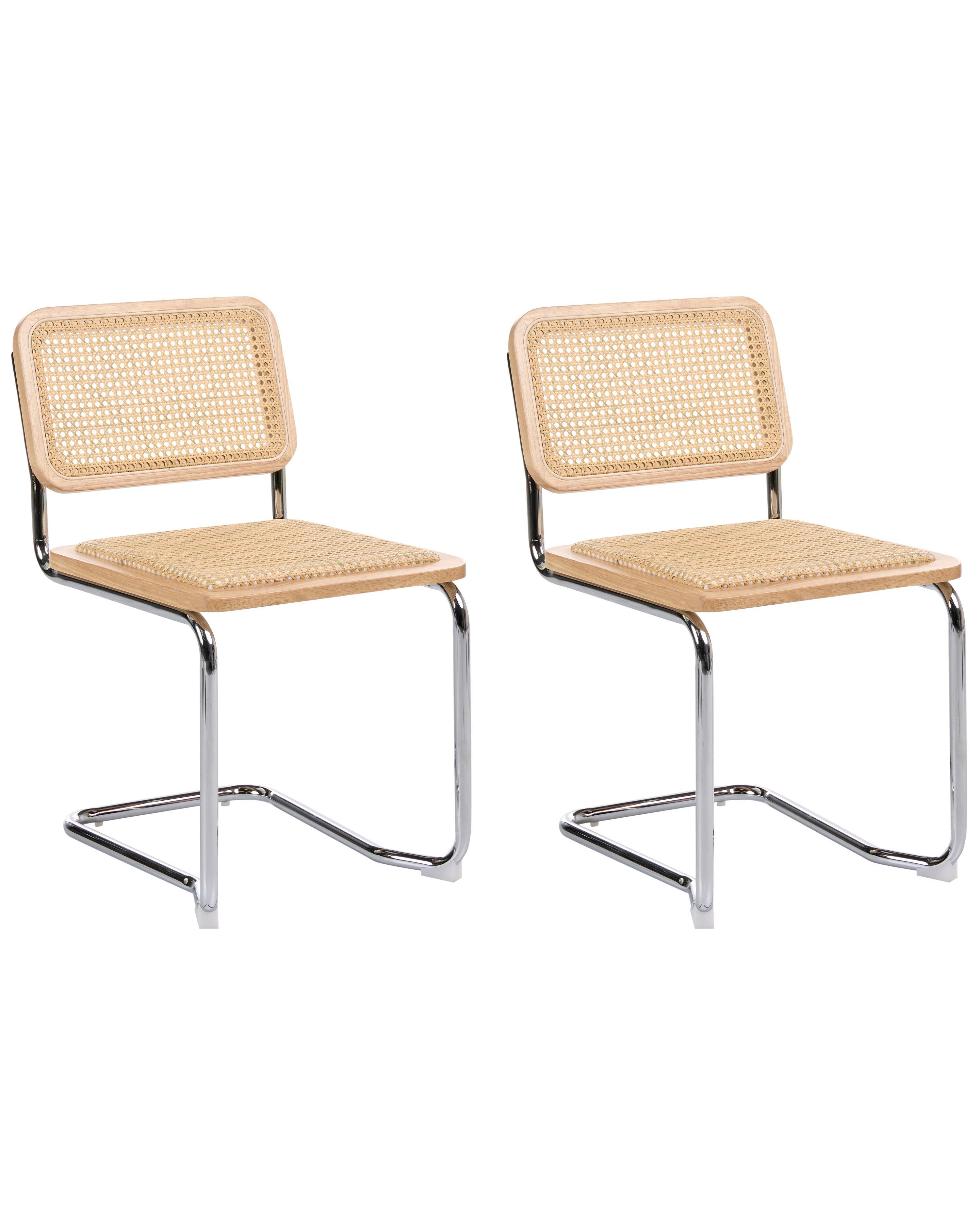 ESSZIMMERSTUHL 2er-Set Rattan natürlich/hellbraun Cordova - Hellbraun/Naturfarben, Naturmaterialien (49/83/50cm) - Beliani