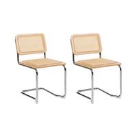ESSZIMMERSTUHL 2er-Set Rattan natürlich/hellbraun Cordova - Hellbraun/Naturfarben, Naturmaterialien (49/83/50cm) - Beliani