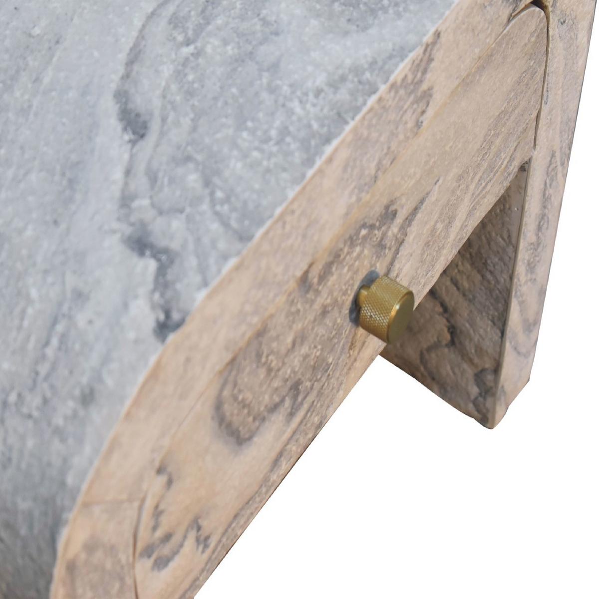 NACHTTISCH aus Massivholz, 1 Schublade, Weiß - Messingfarben/Weiß, Holz/Metall (45/40/35cm) - Artisan Furniture