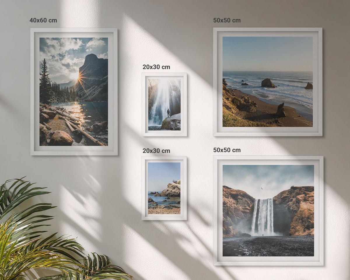 BILDER SET 5er Set - 50x50 cm & 20x30 cm & 40x60 cm Weißer Rahmen - Zitronengarten mit Getränken - Weiß, Kunststoff (40/60cm) - TULUP