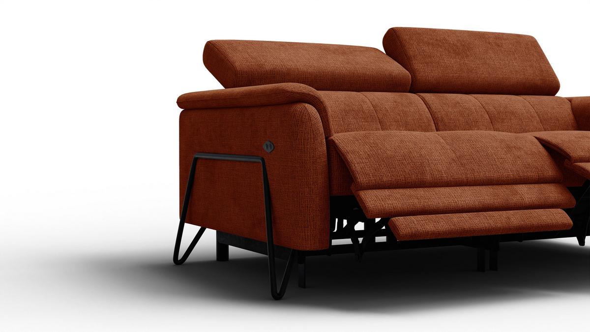 RELAXSOFA RODEN 3-Sitzer, rostrot - Orange, Holz/Textil (194/82/103cm) - Wozimo
