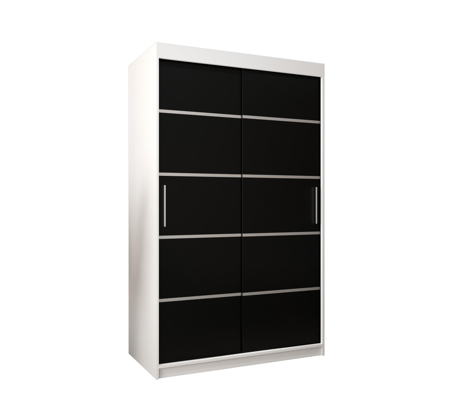 SCHWEBETÜRENSCHRANK 200/120/62 2-türig - Silberfarben/Schwarz, Holz/Kunststoff (120/200/62cm) - MÖBEL KRYSPOL