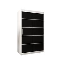 SCHWEBETÜRENSCHRANK 200/120/62 2-türig - Silberfarben/Schwarz, Holz/Kunststoff (120/200/62cm) - MÖBEL KRYSPOL