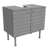 WASCHBECKENUNTERSCHRANK Keramikfliesen hellgrau 60/55/35 cm - Grau, Holzwerkstoff (60/55/35cm) - Bilderwelten