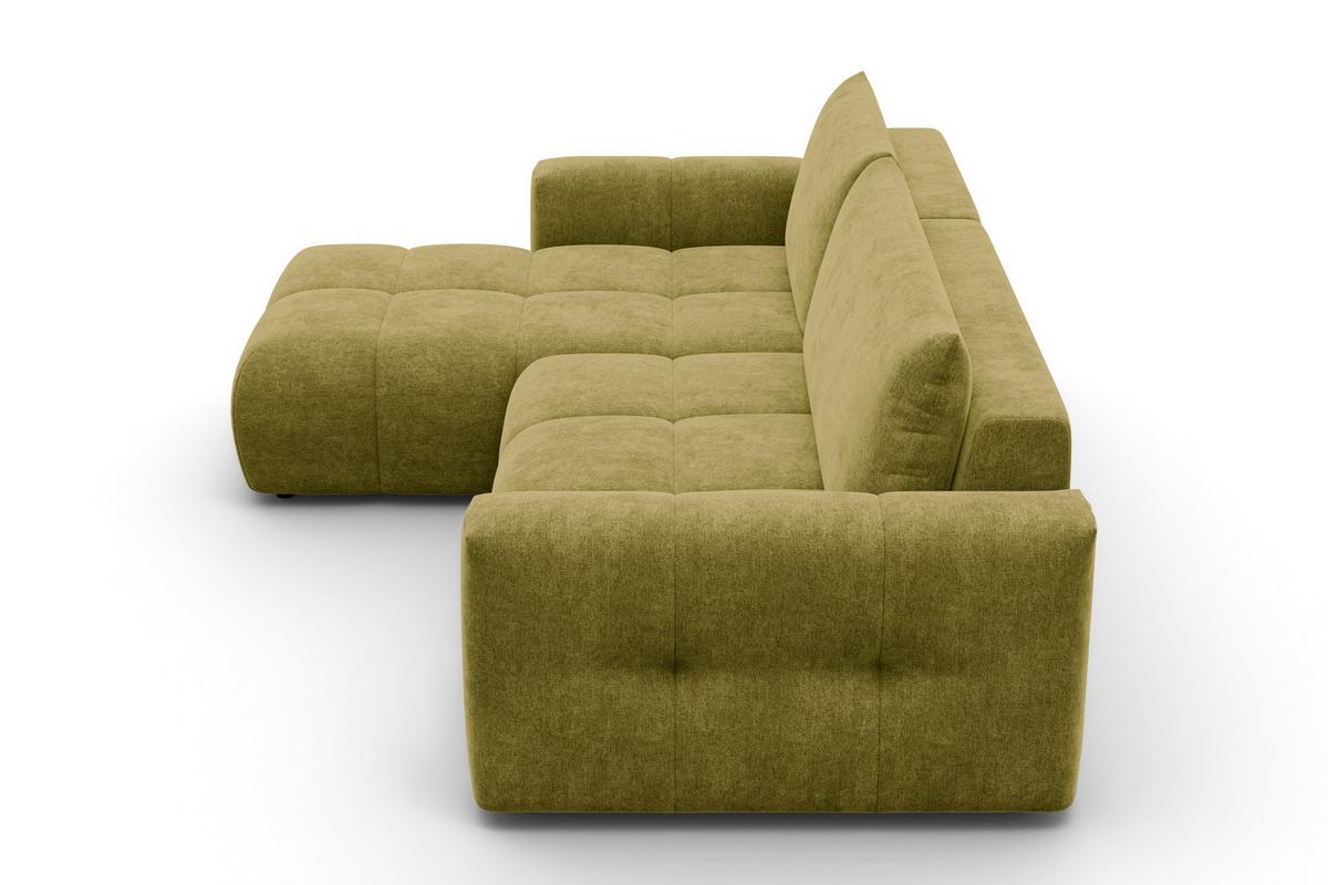ECKSOFA VERONA 4-Sitzer links, Khaki - Schwarz/Grün, Holz/Textil (266/173cm) - Courtois Laville