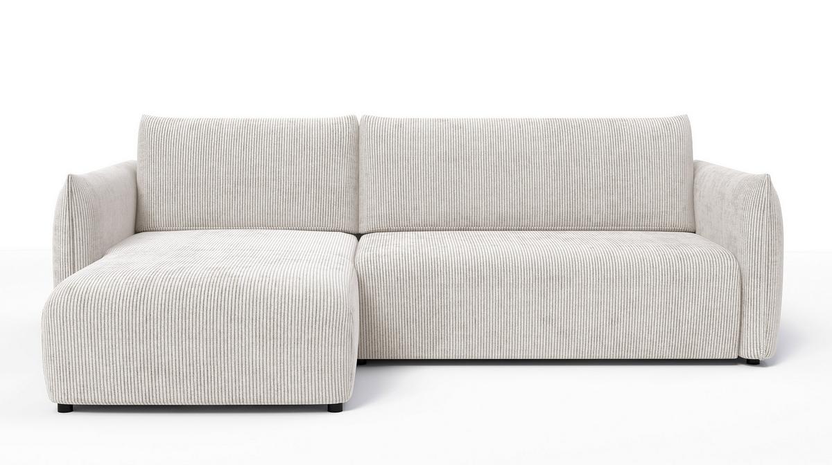 ECKSOFA TAUER 3-Sitzer rechts, perlweiß - Schwarz/Weiß, Holz/Textil (248/173cm) - Wozimo