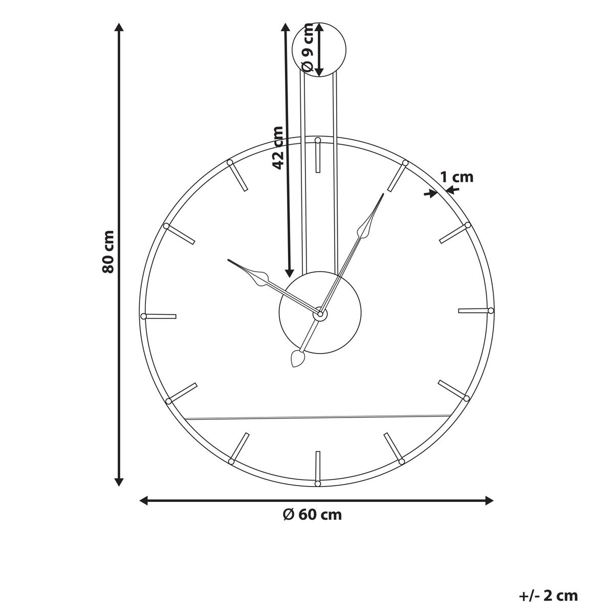 WANDUHR Metall Schwarz Taugon - Hellbraun/Schwarz, Metall (60/80/4cm) - Beliani