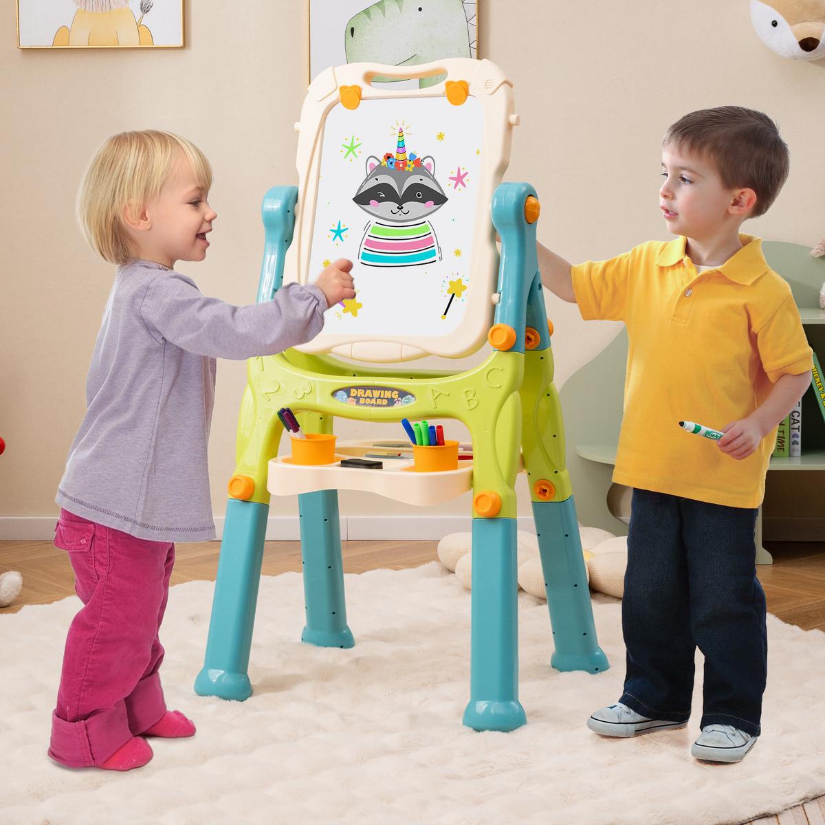 KINDERTAFEL Mehrfarbig - Blau/Multicolor, Kunststoff (61/109/48cm) - COSTWAY