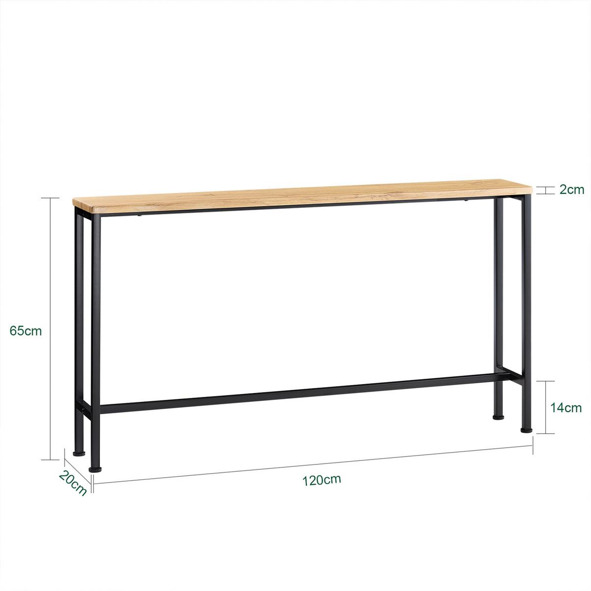 KONSOLENTISCH Natur-Schwarz - Schwarz/Naturfarben, Holzwerkstoff/Metall (20/120/65cm) - SoBuy