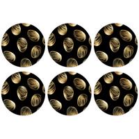 GLASUNTERSETZER Eier - Gold - Muster Tischset für Gläser 10x10 cm - Schwarz, Naturmaterialien (10/0.2cm) - MuchoWow