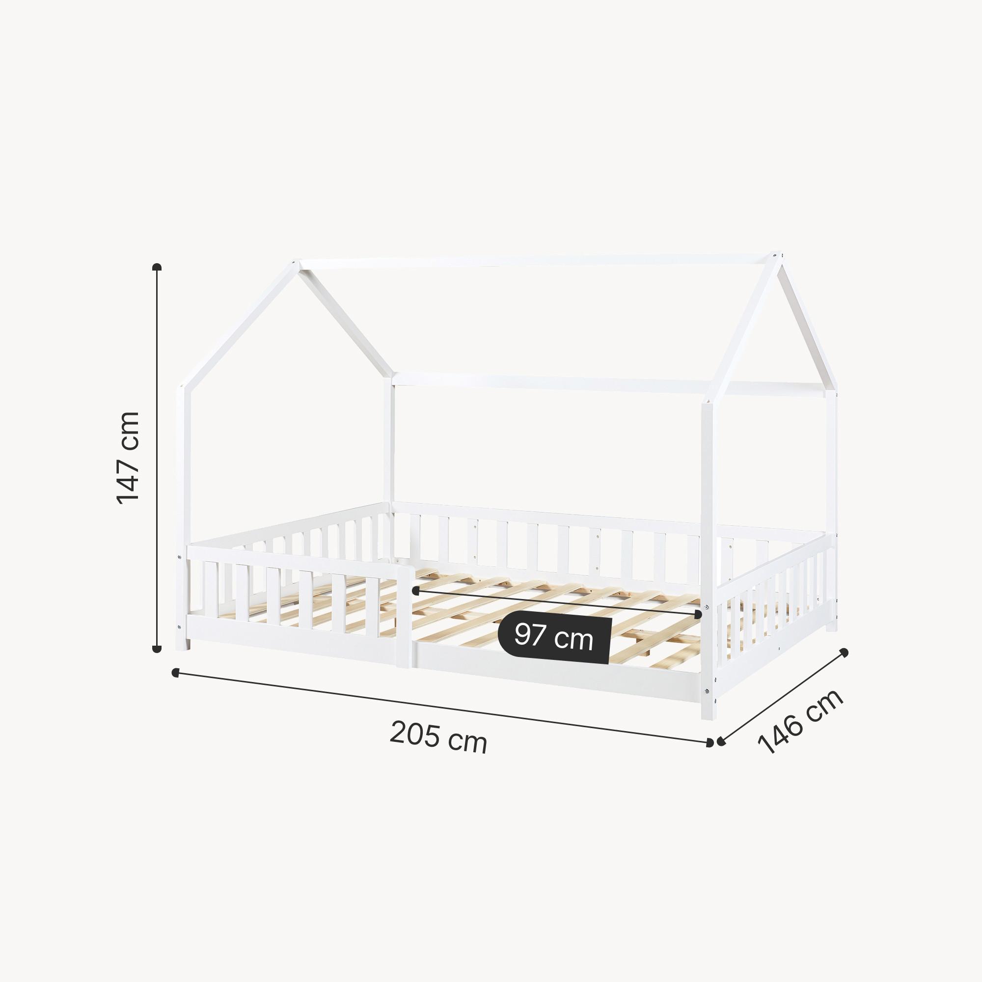 HAUSBETT Hesel - Weiß, Holz (140/200cm) - [en.casa]