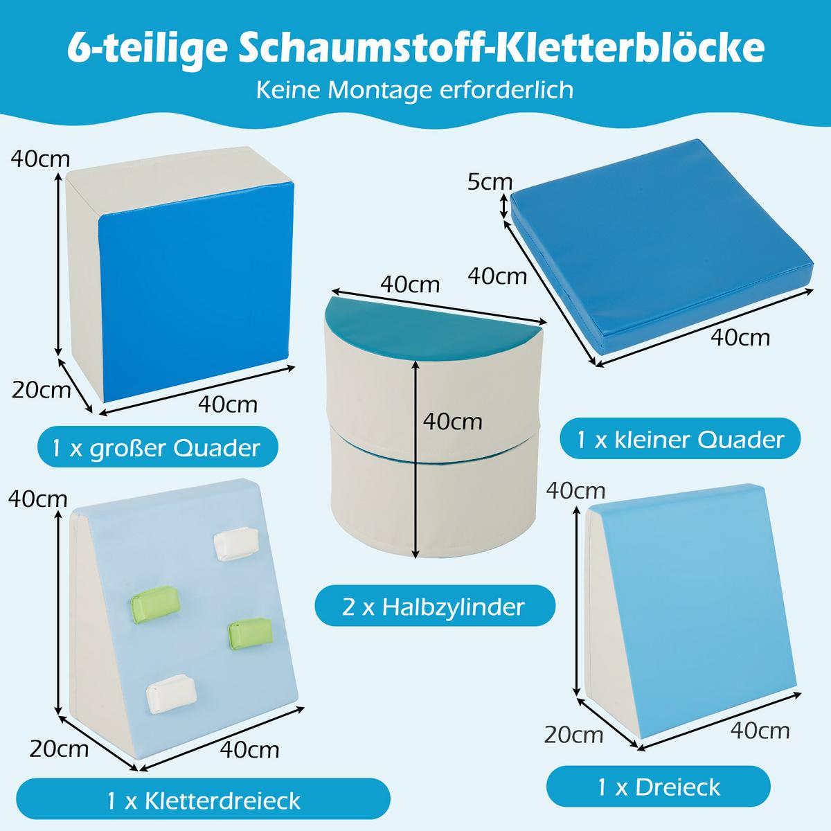 SOFTBAUSTEINE Blue (6-teilig) - Blau, Kunststoff (40/20/40cm) - COSTWAY