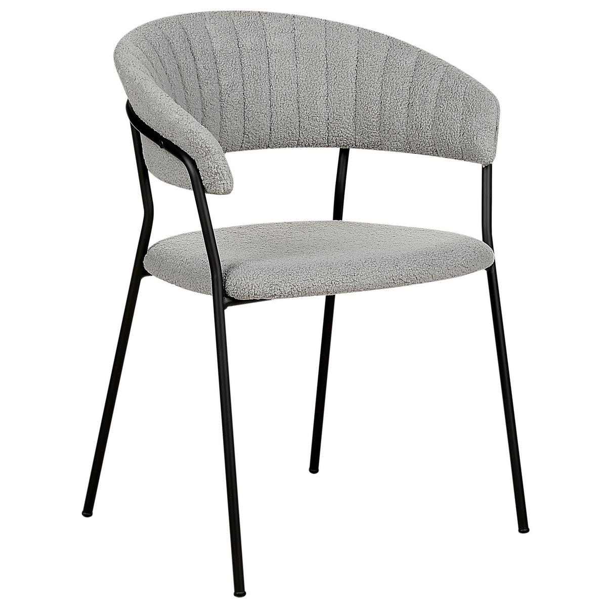 ESSZIMMERSTUHL 2er-Set Bouclé grau Mariposa - Schwarz/Grau, Textil (55/78/55cm) - Beliani