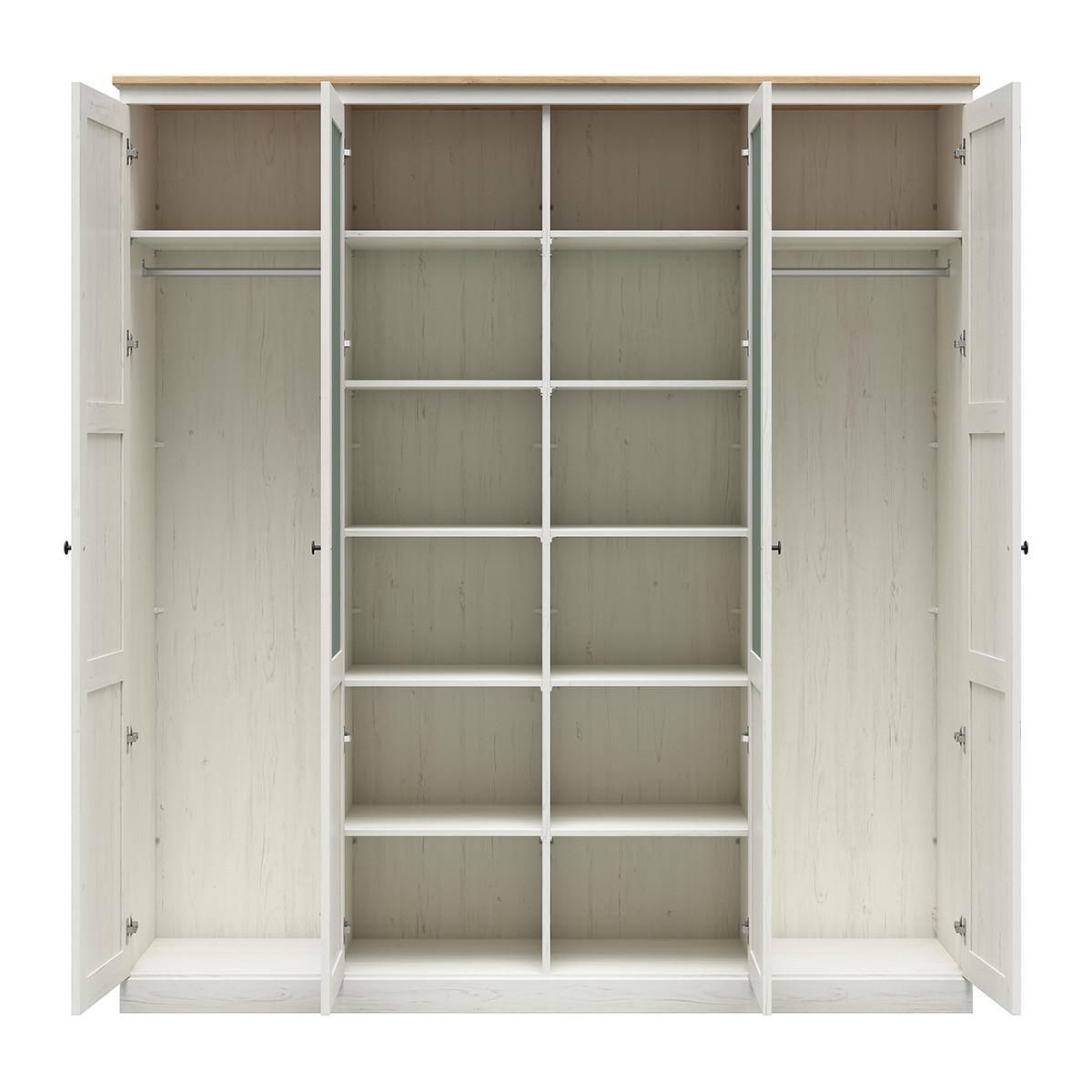 SCHRANK 4 Türen Victoria Weiß und Holz - Weiß, Holzwerkstoff (203/220/58cm) - Petits-meubles
