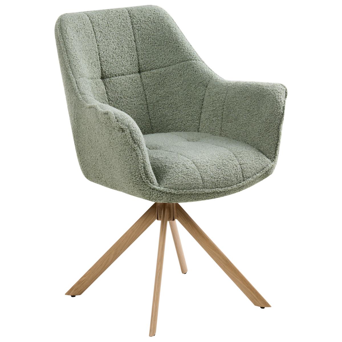 ESSZIMMERSTUHL drehbar Bouclé Hellgrün Hayden - Hellgrün, Textil/Metall (64/85/69cm) - Beliani