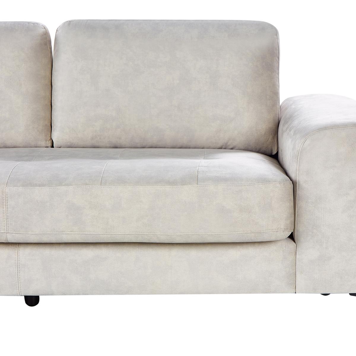 ECKSOFA 4-Sitzer Samtstoff Hellbeige rechtsseitig Kiruna - Beige/Schwarz, Textil (290/148cm) - Beliani