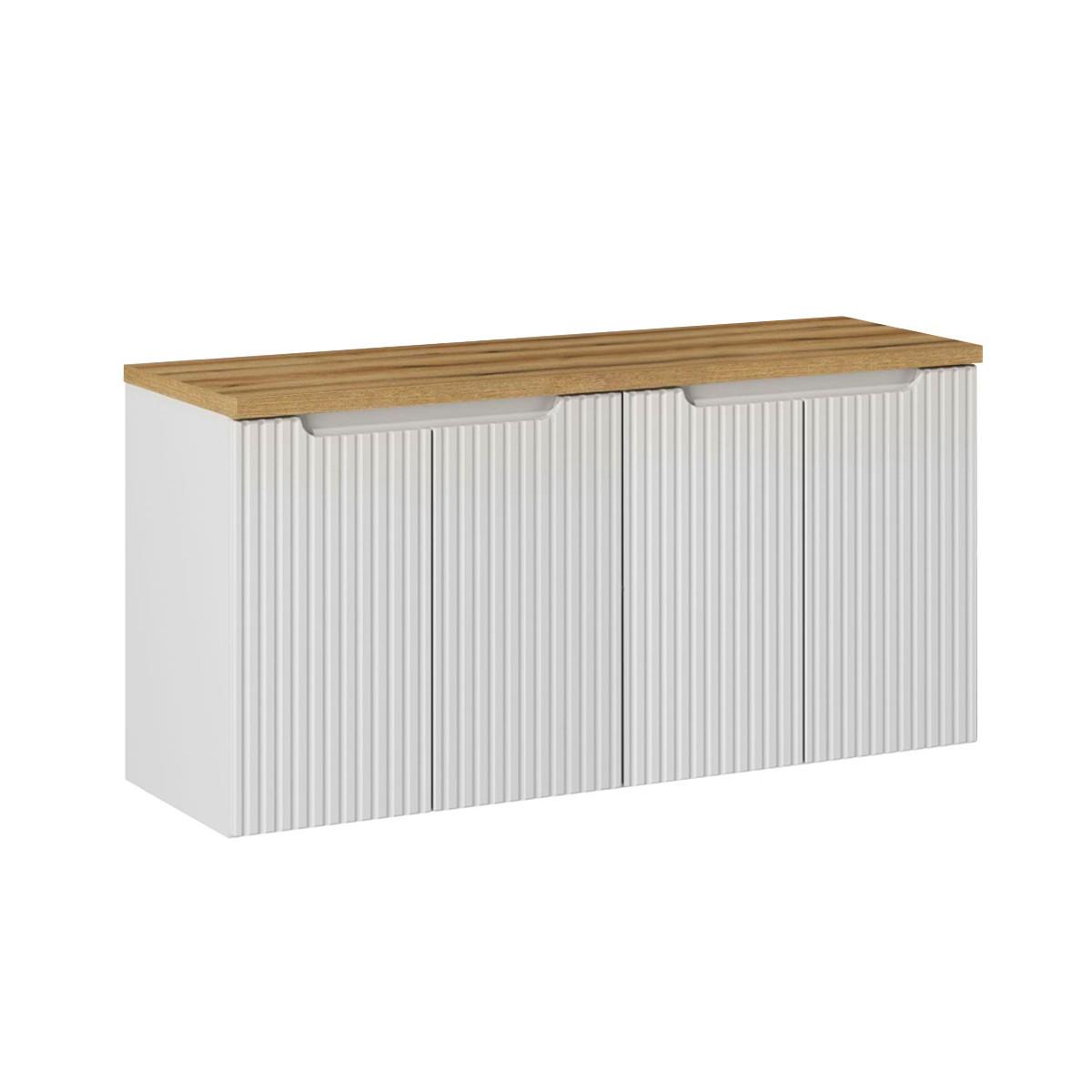 WASCHTISCHUNTERSCHRANK 120cm Riva Weiß und Holz - Weiß, Holzwerkstoff (120/57/40cm) - Petits-meubles
