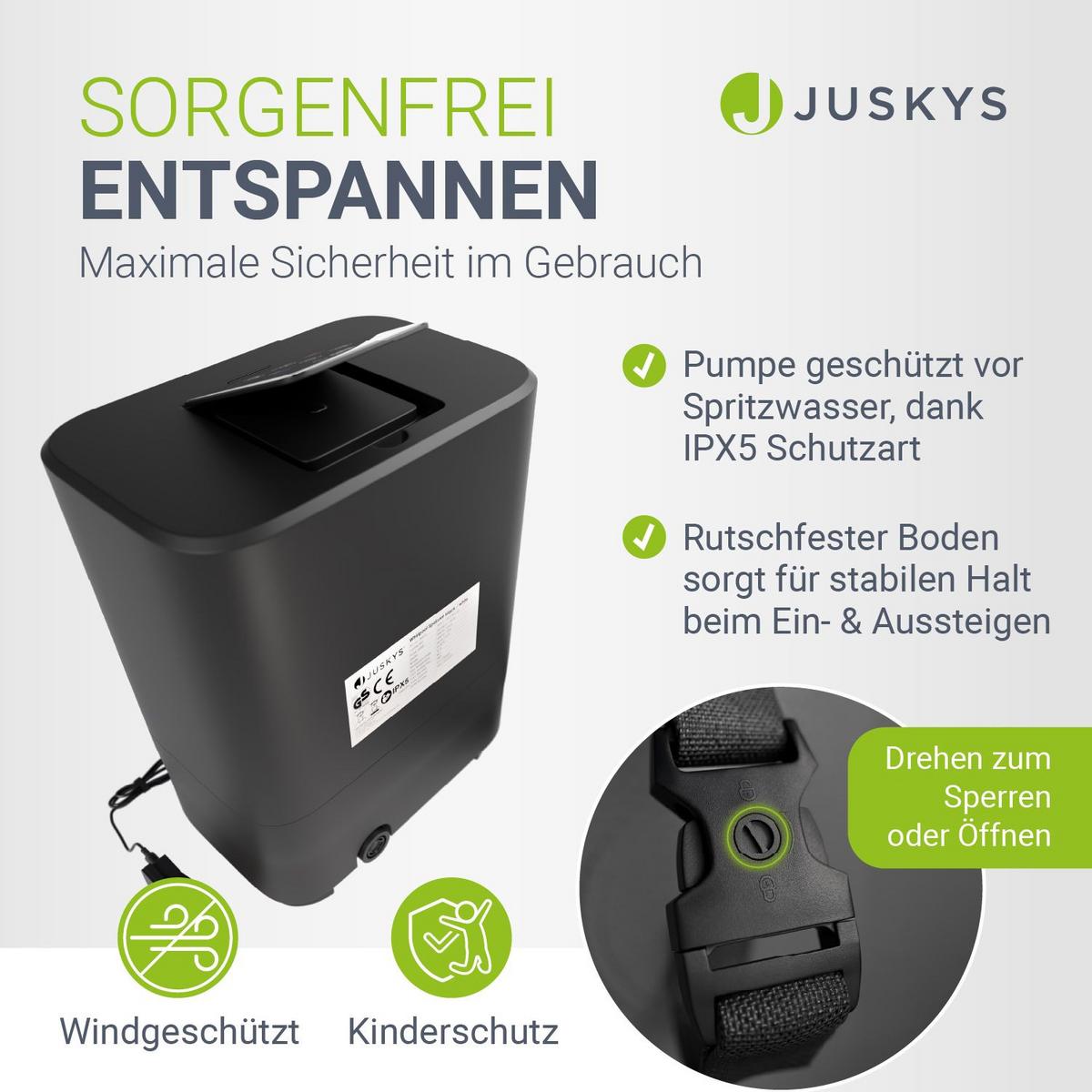 WHIRLPOOL SpaLuxe LED 185x185x65 cm grau/blau - Grau, Kunststoff (185/65/185cm) - Juskys