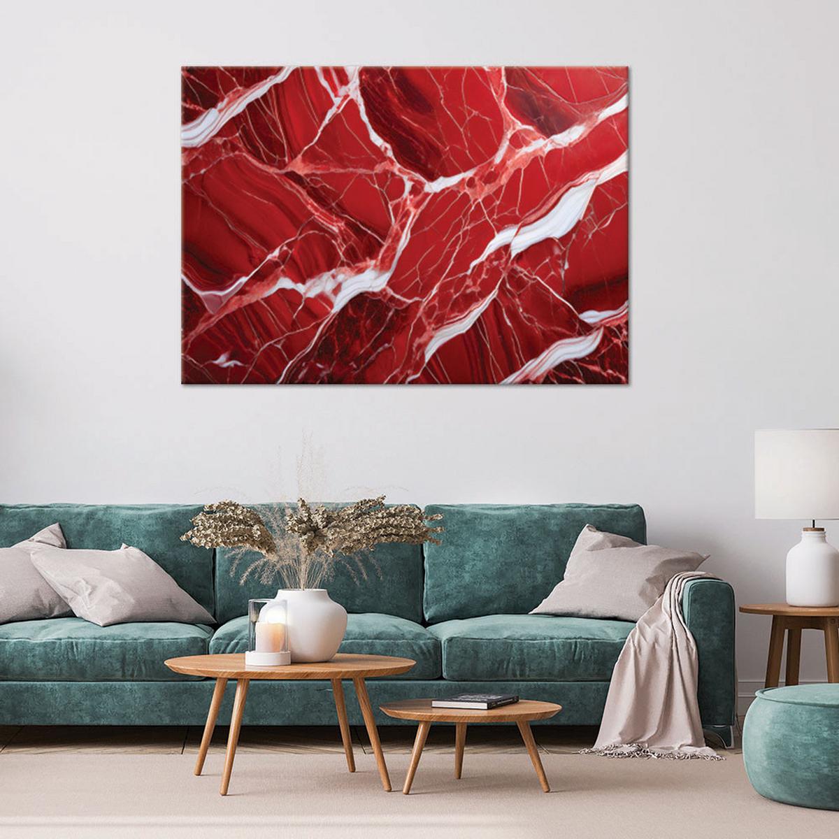 LEINWANDBILD Glamourstein aus rotem Marmor 100x70cm - Rot, Textil (100/70cm) - Feeby