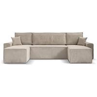 WOHNLANDSCHAFT Hektor U mit Schlaffunktion, 318 cm, beige - Beige/Schwarz, Kunststoff/Textil (318/94/152cm) - Beautysofa