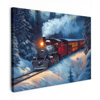 LEINWANDBILD Zug - Weihnachten - Schnee - Weihnachtszug Wandbild 40x30 cm - Anthrazit, Textil (40/30cm) - MuchoWow