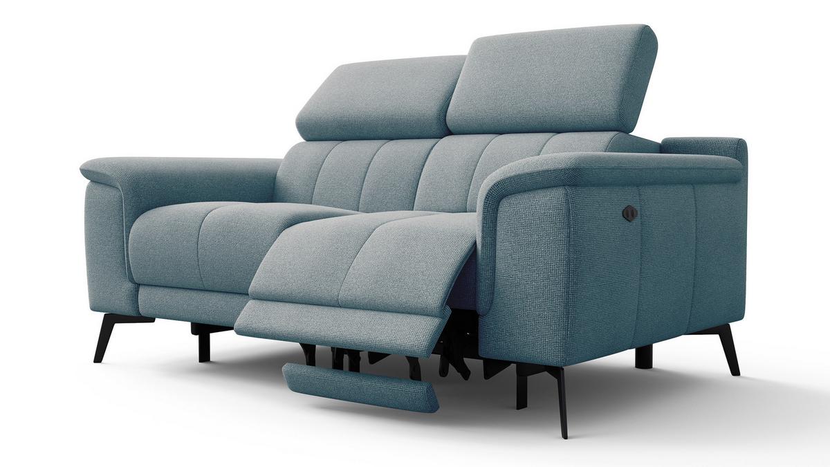 RELAXSOFA FIERO 2-Sitzer mit 2 Relaxfunktionen, mintgrün - Schwarz/Mintgrün, Holzwerkstoff/Textil (170/82/103cm) - Wozimo