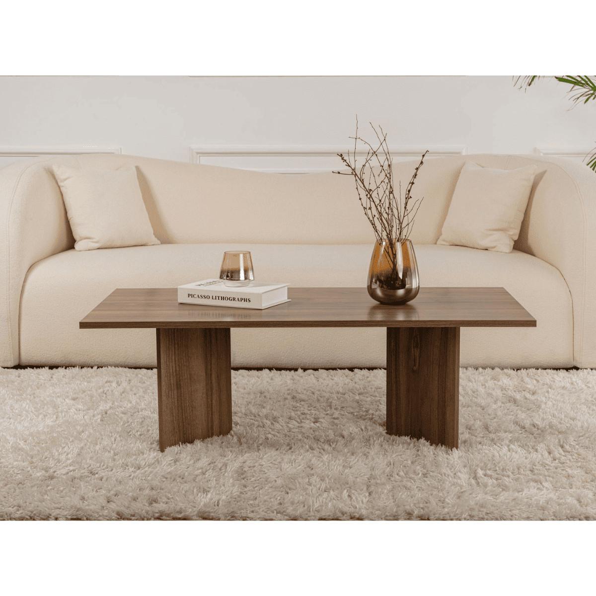 COUCHTISCH mit rechteckiger Platte 119/60/40 cm - Naturfarben, Holzwerkstoff (65/60/40cm) - Calicosy