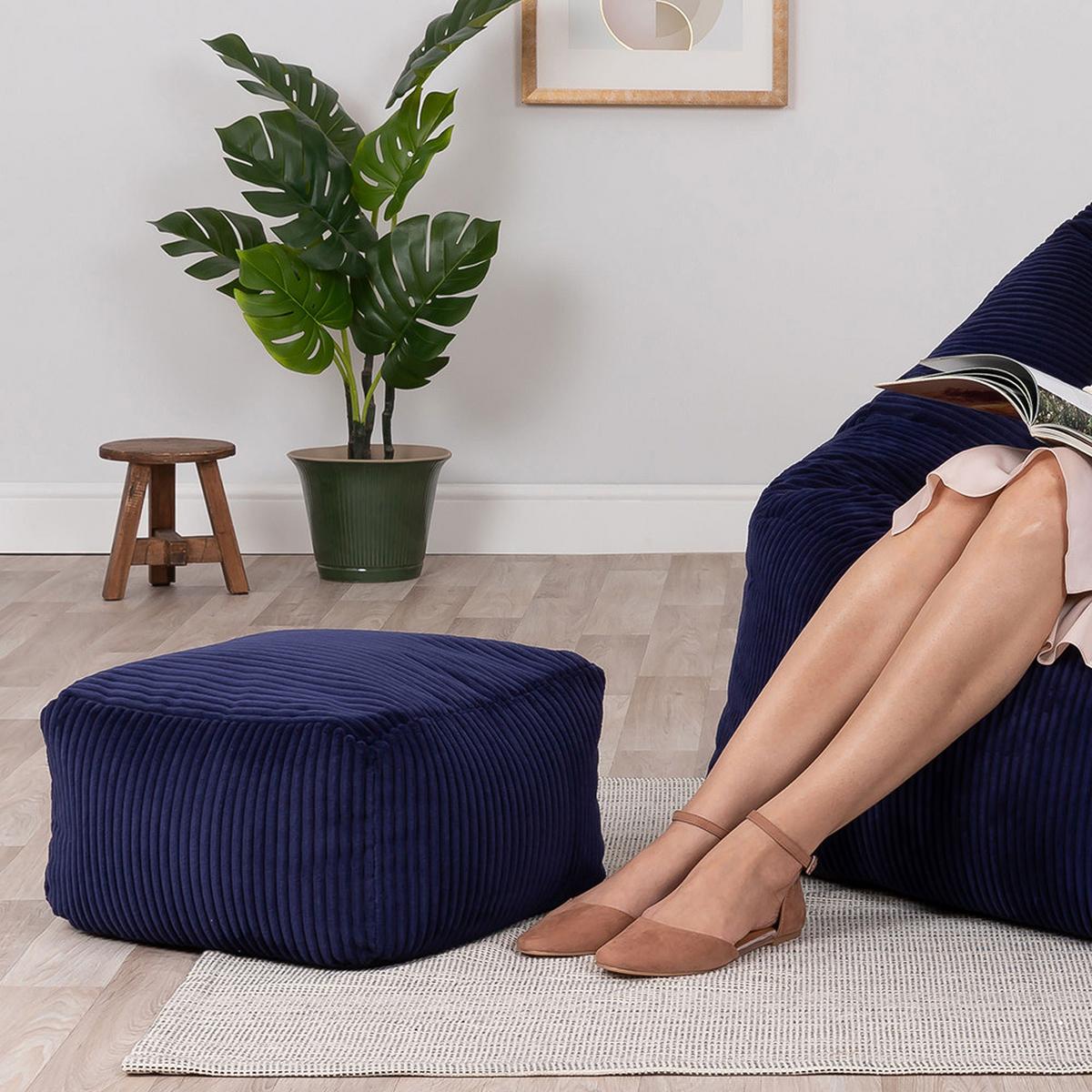 SITZPOUF Amara - Dunkelblau, Textil (40/24/40cm) - icon