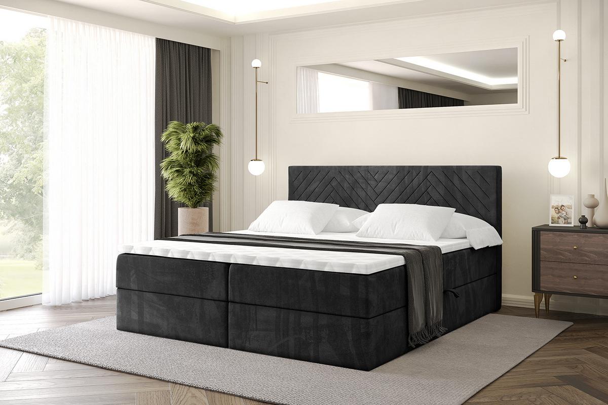 BOXBETT mit Matratze H3 und Lattenrost - VEXA - 180x200 - Schwarz Casablanca - Schwarz, Holzwerkstoff/Kunststoff (180/200cm) - ALTDECOR