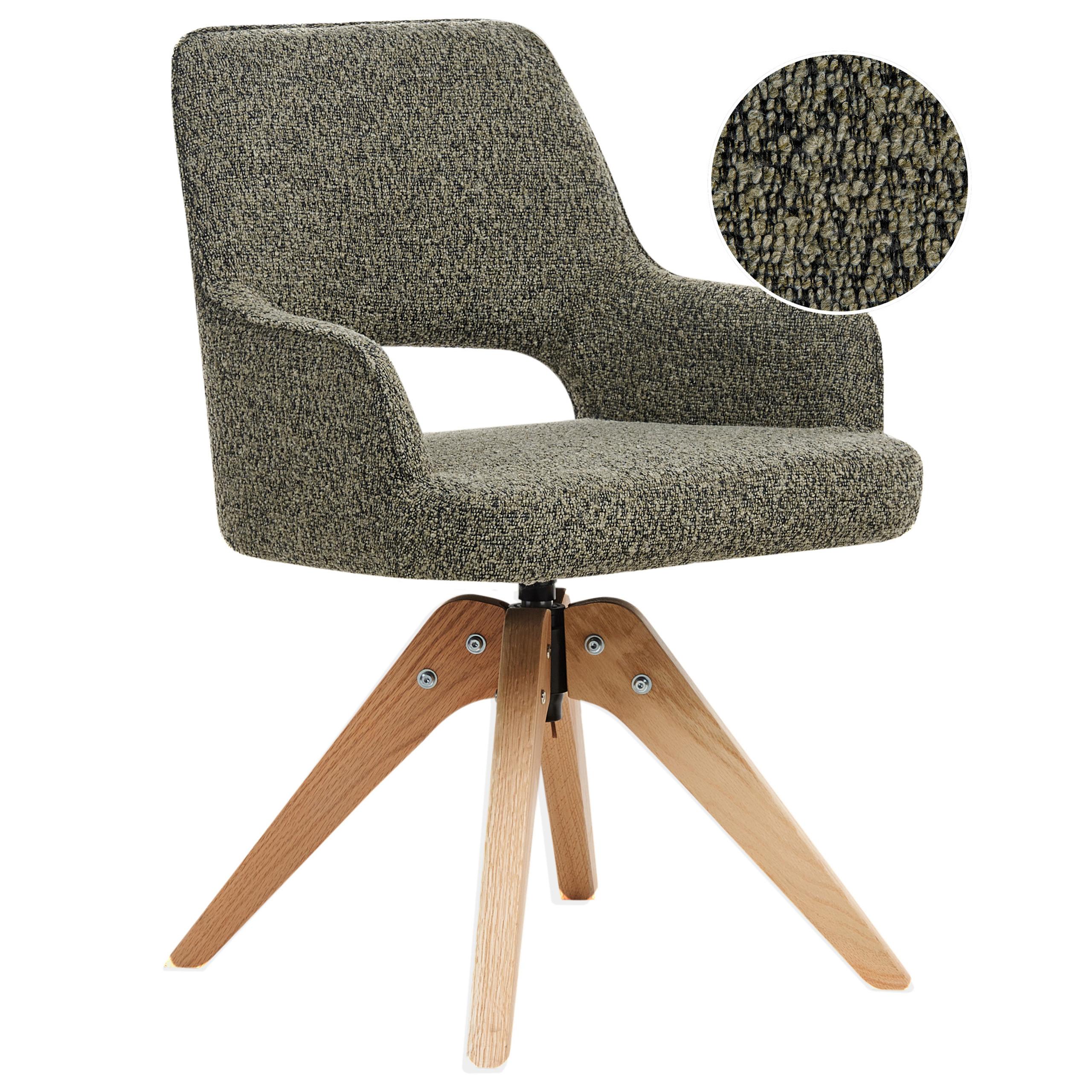 ESSZIMMERSTUHL drehbar Bouclé Grün Moravia - Braun/Grün, Holz/Textil (56/83/66cm) - Beliani