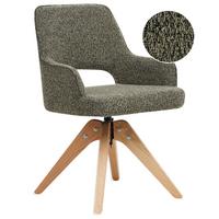 ESSZIMMERSTUHL drehbar Bouclé Grün Moravia - Braun/Grün, Holz/Textil (56/83/66cm) - Beliani