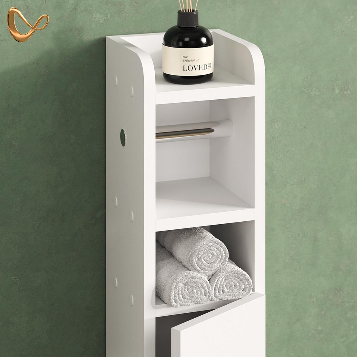 TOILETTENPAPIERSCHRANK Fucino Weiß 18 x 82.2 cm mit 1 Tür - Weiß, Holzwerkstoff (18/82.2/19cm) - Livinity®