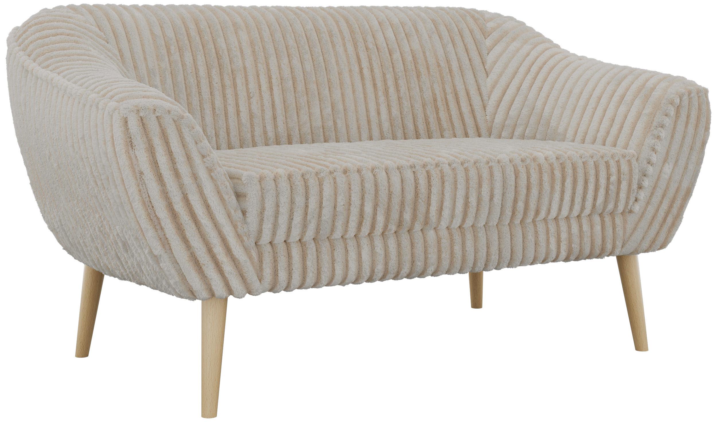 2-SITZER-SOFA PIRS - Beige Cord - Holzbeine - Beige/Buchefarben, Holzwerkstoff/Textil (140/75/74cm) - MKS